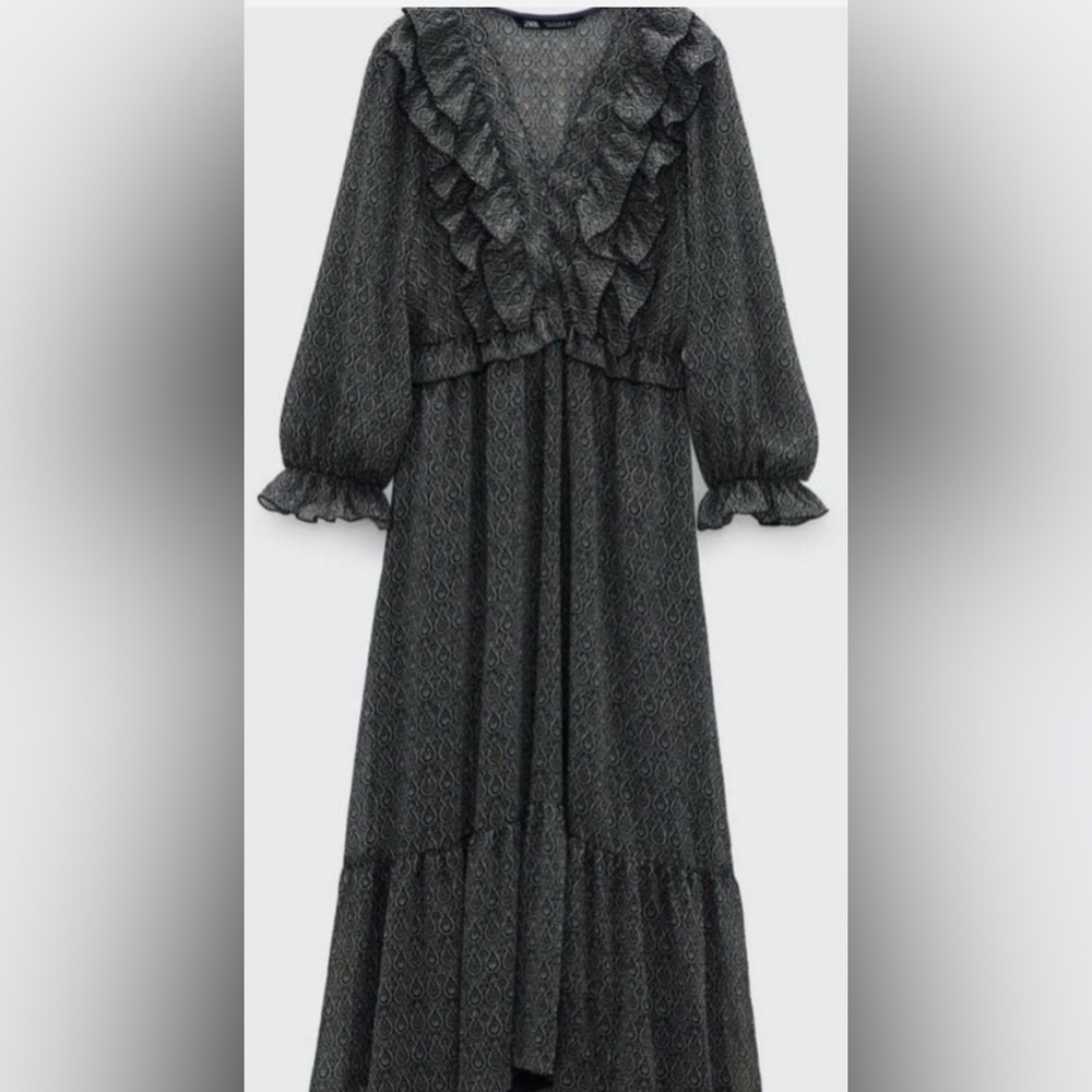 Zara Black Patterned Kids Dress